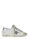 Golden Goose Superstar White Low Top Sneakers With Glittered Star Patch And Laminated Heel With Logo Lettering In In White