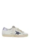 Golden Goose 'superstar' White Low Top Sneakers With Glittered Star Patch And Laminated Heel With Logo Lettering  In White