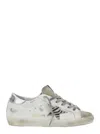 Golden Goose Superstar White Low Top Sneakers With Glittered Star Patch And Laminated Heel With Logo Lettering In In White