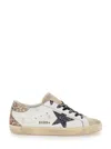 Golden Goose 'superstar' White Low Top Sneakers With Glitters In Used Effect Leather Woman In White