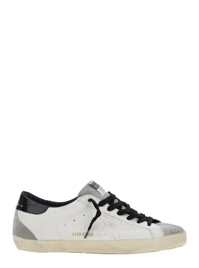 Golden Goose 'superstar' White Low Top Sneakers With Logo Patch On The Tongue And Logo Lettering On The Side In L