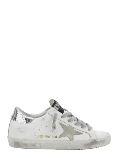 Golden Goose Superstar White Low Top Sneakers With Star Patch On The Side And Laminated Heel In Leather Woman
