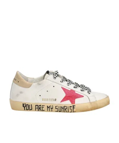 Golden Goose Super-star With Lobster Suede Star And Sand Leather Heel Tab In White