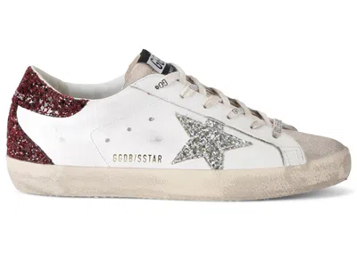 Pre-owned Golden Goose Superstar (women's) Sneakers In White/bordeaux/silver