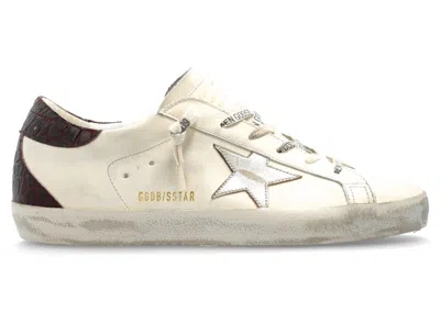 Pre-owned Golden Goose Superstar (women's) Sneakers In White/platinum/burgundy