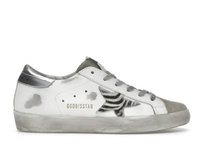 Pre-owned Golden Goose Superstar Zebra Print Pony Skin Star (women's) Sneakers In White/silver/sand