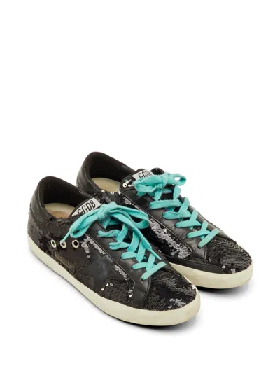 Pre-owned Golden Goose Supe-star Sequin-embellished Sneakers In Black