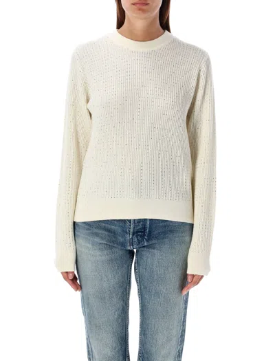 Golden Goose Sparkling Ribbed Knitwear Embellished Crystals In White