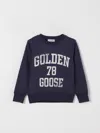 Golden Goose Kid's Journey Logo-print Sweatshirt In Blue