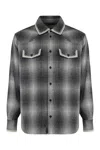 Golden Goose Wool Blend Long Sleeve Checked Shirt In Gray