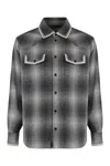 Golden Goose Wool Blend Long Sleeve Checked Shirt In Gray