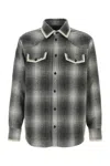Golden Goose Wool Blend Long Sleeve Checked Shirt In Multi