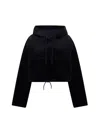 Golden Goose Black Chenille Cropped Hoodie In Sky Captain