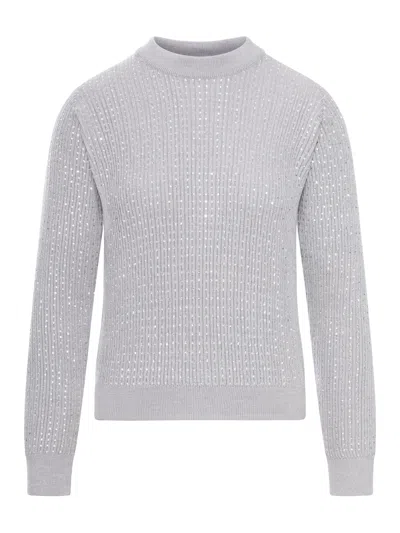 Golden Goose Sweater With All-over Crystals In Gray