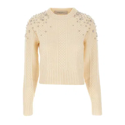 Golden Goose Sweater With Crystals In Neutral