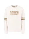 Golden Goose Ivory Cotton Sweatshirt With Contrasting Logo In Gray
