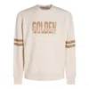Golden Goose Journey Ms Crew Neck Sweatshirt Reverse Side Cotton Fleece With Print In Neutral