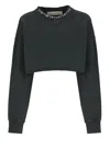 Golden Goose Golden Cropped Crewneck Sweatshirt In Black