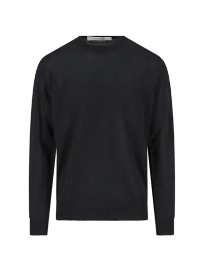 Golden Goose Navy Crewneck Sweater In Black