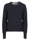 Golden Goose Black Merino Wool Sweater With Golden Applications For Women In Black
