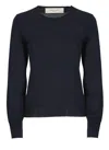 Golden Goose Fitted Wool Sweater With Star Embellishments In Blue