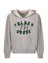 Golden Goose Vintage-inspired Unisex Hoodie With Ribbed Sides In Grey Melange/black/jelly Bean