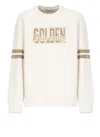 Golden Goose Ivory Cotton Sweatshirt With Contrasting Logo In White