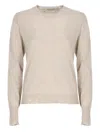 Golden Goose Lightweight Wool Crewneck Sweater With Ribbed Trims In Neutral