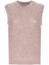 Golden Goose Mesh Knit Top With Sequins And Contrasting Details In Shadow Gray