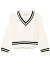 Golden Goose Cropped Sweater With Woven Pattern In White