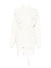 Golden Goose Shawl Collar Cardigan With Floral Embroidery And Self-tie Belt In White