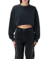 Golden Goose Golden Cropped Crewneck Sweatshirt In Black