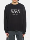 Golden Goose Men Black Sweatshirt With Logo Printed On The Front In Cotton Man In Black