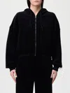 Golden Goose Black Sweatshirt With Fixed Hood And Logo Patch On The Sleeve In Cotton Blend Woman In Black