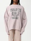 Golden Goose Felpa Con Stampa Logo In Cotone In Pink