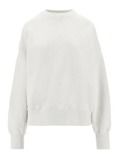 Golden Goose Sweatshirt In Grey Cotton With Crewneck In White