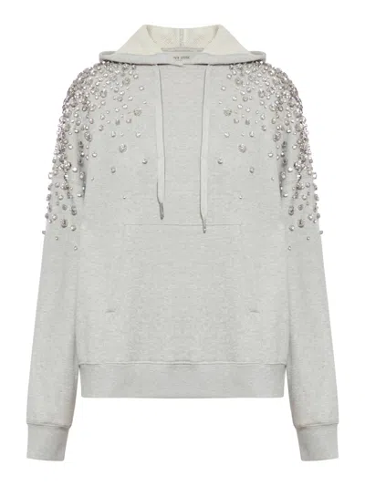 Golden Goose Sweatshirt With Crystals In Metallic