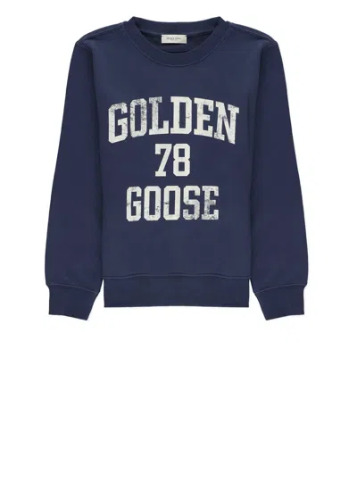Golden Goose Kids' Sweatshirt With Logo In Blue