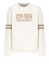 Golden Goose Ivory Cotton Sweatshirt With Contrasting Logo In Multi