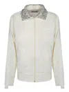 Golden Goose Cream Sequined Zip Sweatshirt In White