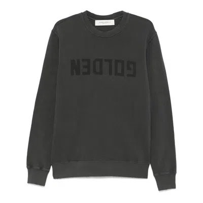 Golden Goose Cotton Sweatshirt With Logo Print In Gray