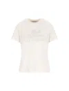 Golden Goose Viscose Blend T-shirt With Ribbed Crew Neck And Front Print In White