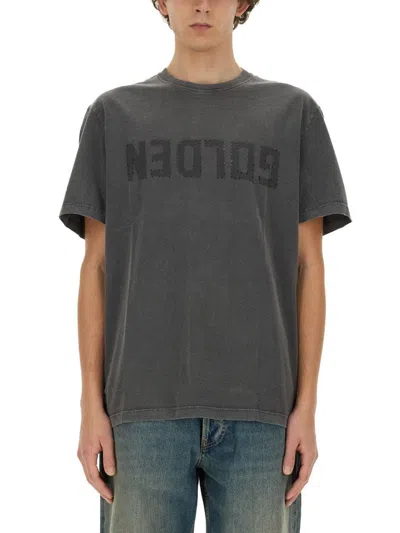 Golden Goose T-shirt Con Stampa Logo In Gray