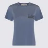 Golden Goose Faded Blue T-shirt With Print On The Chest Women In Blue