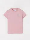 Golden Goose Pink Crewneck T-shirt With Logo Detail On The Front And Maxi Print On The Rear In Cotton Girl In Pink