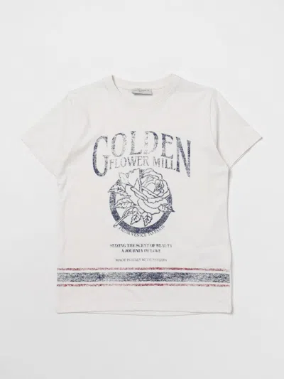 Golden Goose Kids' Golden Flower Mill 棉t恤 In White