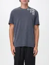 Golden Goose Dark Blue Cotton T-shirt With Contrasting Logo In Blue
