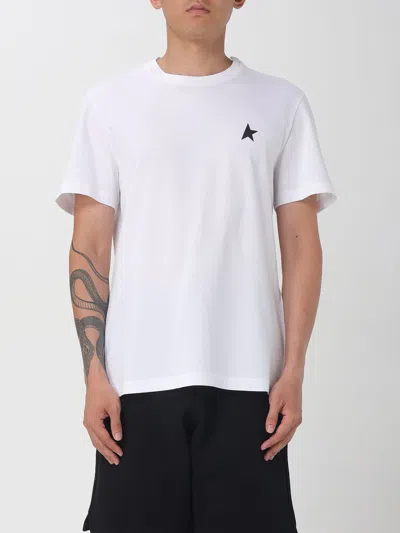 Golden Goose White T-shirt With Round Neck And One Star Logo Print On The Front In Cotton Man