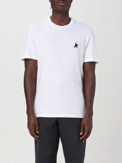 Golden Goose White T-shirt With Round Neck And One Star Logo Print On The Front In Cotton Man
