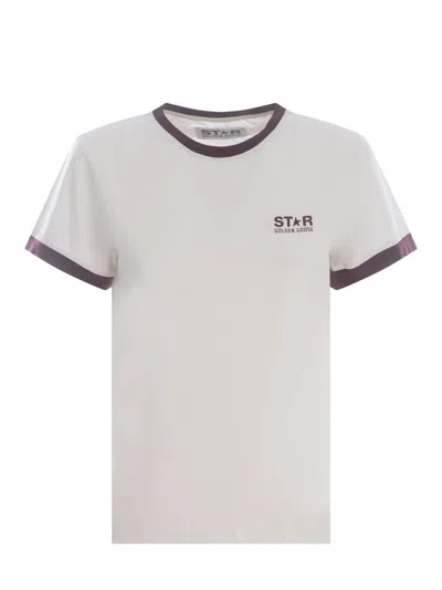 Golden Goose T-shirt  Star Made Of Cotton In Bianco/bordeaux